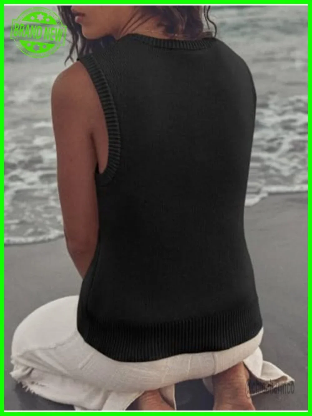Women's Ribbed Knit Sweater Vest - Sleeveless Tank Top